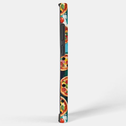 Abstrakte Pepperoni Pizza auf blauem Hintergrund Samsung Galaxy Hülle (Rechte Seite)