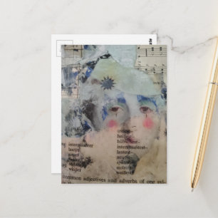 abstrakte Person Gesichts Verben Mixed Media Colla Postkarte