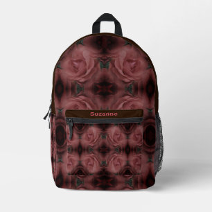 Abstrakte personalisierte rote Rose Bedruckter Rucksack