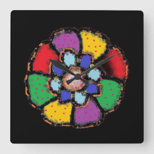 ABSTRAKTE PETAL BLUME DESIGN BLCK HINTERGRUND QUADRATISCHE WANDUHR