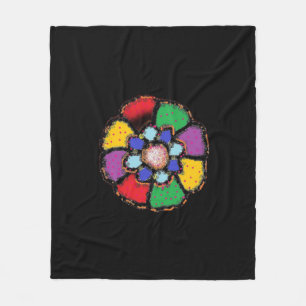 ABSTRAKTE PETAL-BLUME-DESIGN SCHWARZ HINTERGRUND FLEECEDECKE
