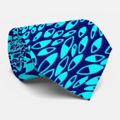 Abstrakte Petals - Cyan on Dp Navy Krawatte (Gerollt)