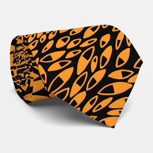 Abstrakte Petals - Lt Orange auf schwarz Krawatte (Gerollt)