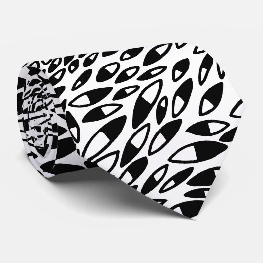 Abstrakte Petals - Schwarz auf Weiß Krawatte (Gerollt)