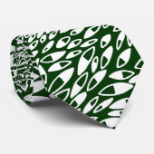Abstrakte Petals - Weiß auf dunkelgrün Krawatte (Gerollt)