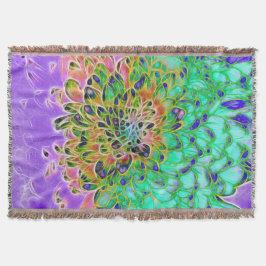 Abstrakte Pfau Chrysantheme Gewebte Decke