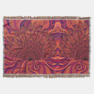 Abstrakte Pfau-Sonnenuntergangs-Orange-Feder-Decke Decke