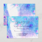 Abstrakte Pfau-, Wasserfarben-Reaktionskarten RSVP Karte (Vorne/Hinten)