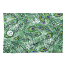 Abstrakte Pfauenfeathers Muster Monogram