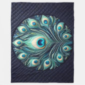Abstrakte Pfauenfeathers Navy Blue Fleecedecke (Vorderseite)