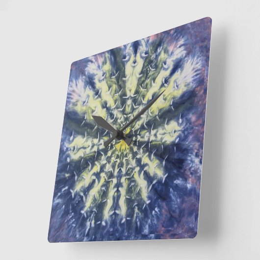 Abstrakte Pfauenfederklemme Quadratische Wanduhr (Winkel)