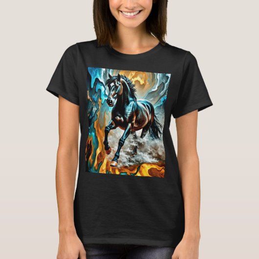 Abstrakte Pferdekunst T-Shirt (Vorderseite)