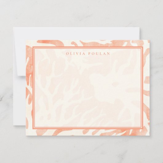 Abstrakte Pfirsichkoralle Mitteilungskarte (Vorderseite)