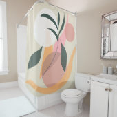 Abstrakte Pflanze Illustration Formen Rosa Vegetat Duschvorhang (Beispiel)