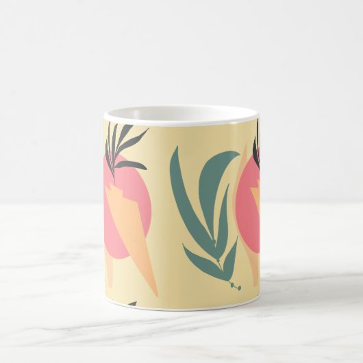Abstrakte Pflanze Illustrationsformen Rosa Gelb Kaffeetasse (Mittel)
