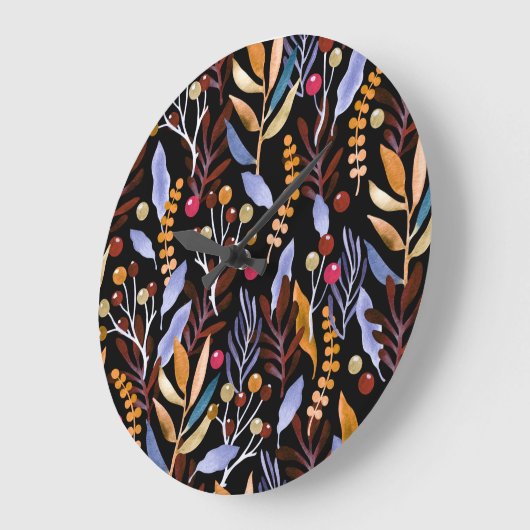 Abstrakte Pflanze Kräutermuster Große Wanduhr (Winkel)