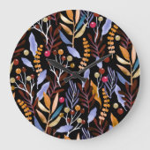 Abstrakte Pflanze Kräutermuster Große Wanduhr (Vorderseite)