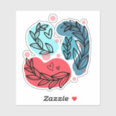 Abstrakte Pflanze rot und blau Aufkleber (Blatt)