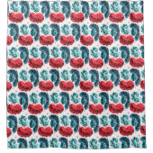 Abstrakte Pflanze rot und blau Duschvorhang (Vorderseite)