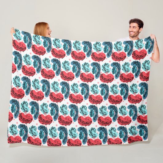 Abstrakte Pflanze rot und blau Fleecedecke (Beispiel)