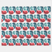 Abstrakte Pflanze rot und blau Fleecedecke (Vorderseite (Horizontal))