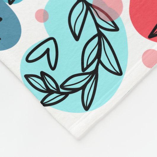 Abstrakte Pflanze rot und blau Fleecedecke (Ecke)