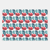 Abstrakte Pflanze rot und blau Geschenkpapier Set (Vorderseite 2)