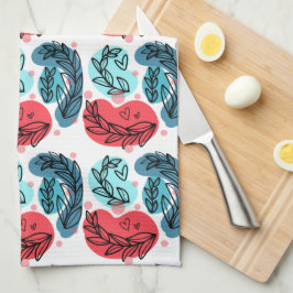 Abstrakte Pflanze rot und blau Geschirrtuch