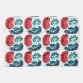 Abstrakte Pflanze rot und blau Geschirrtuch (Horizontal)