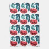 Abstrakte Pflanze rot und blau Geschirrtuch (Vertikal)