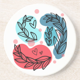 Abstrakte Pflanze rot und blau Getränkeuntersetzer