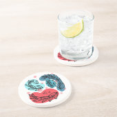 Abstrakte Pflanze rot und blau Getränkeuntersetzer (Seite)