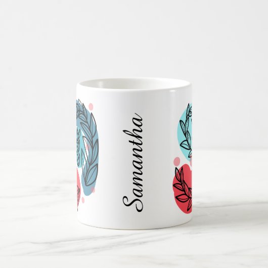 Abstrakte Pflanze rot und blau Kaffeetasse (Mittel)