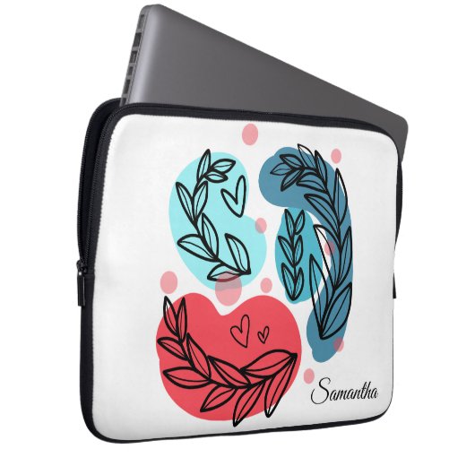 Abstrakte Pflanze rot und blau Laptopschutzhülle (Vorne Rechts)