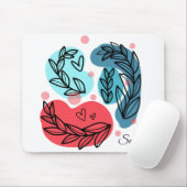 Abstrakte Pflanze rot und blau Mousepad (Mit Mouse)