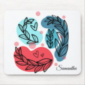 Abstrakte Pflanze rot und blau Mousepad (Vorne)