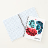 Abstrakte Pflanze rot und blau Notizblock (Innenseite)