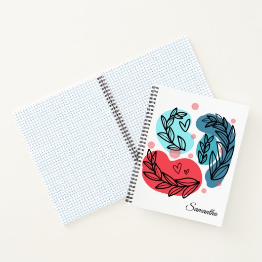 Abstrakte Pflanze rot und blau Notizblock (Innenseite)