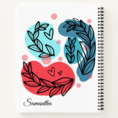 Abstrakte Pflanze rot und blau Notizblock (Rückseite)