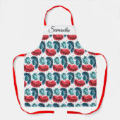 Abstrakte Pflanze rot und blau Schürze (Vorderseite)