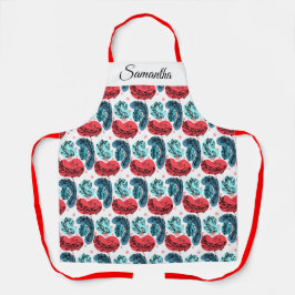 Abstrakte Pflanze rot und blau Schürze