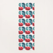 Abstrakte Pflanze rot und blau Yogamatte (Rückseite)