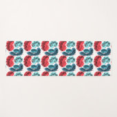 Abstrakte Pflanze rot und blau Yogamatte (Vorderseite (Horizontal))