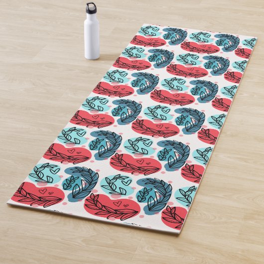 Abstrakte Pflanze rot und blau Yogamatte (Beispiel)