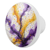 Abstrakte Pflaume und gelbe Farbe Keramikknauf (Rechts)