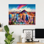 Abstrakte Phoenix Arizona Skyline Poster (Heimbüro)