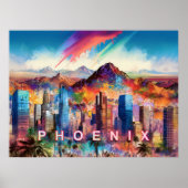 Abstrakte Phoenix Arizona Skyline Poster (Vorne)