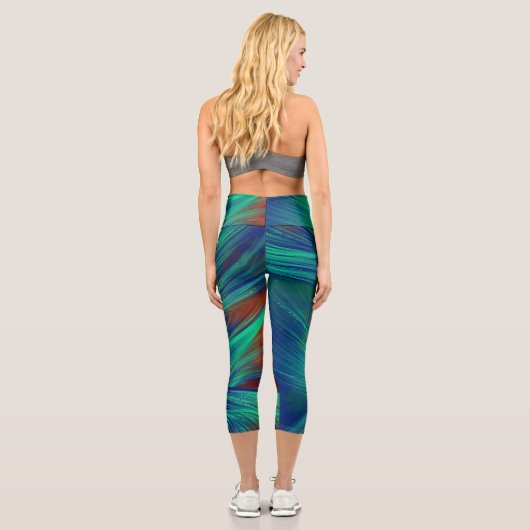 abstrakte Phoenix Feathers Capri Leggings (Rückseite)