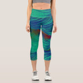 abstrakte Phoenix Feathers Capri Leggings (Vorderseite)