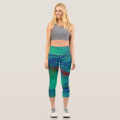 abstrakte Phoenix Feathers Capri Leggings (Vorderseite)